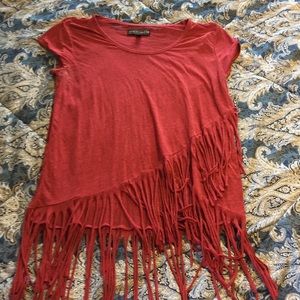 Red fringe top